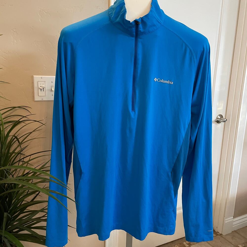 Columbia Pullover Mens Large Blue Half Zip Activewear Omni Freeze Zero